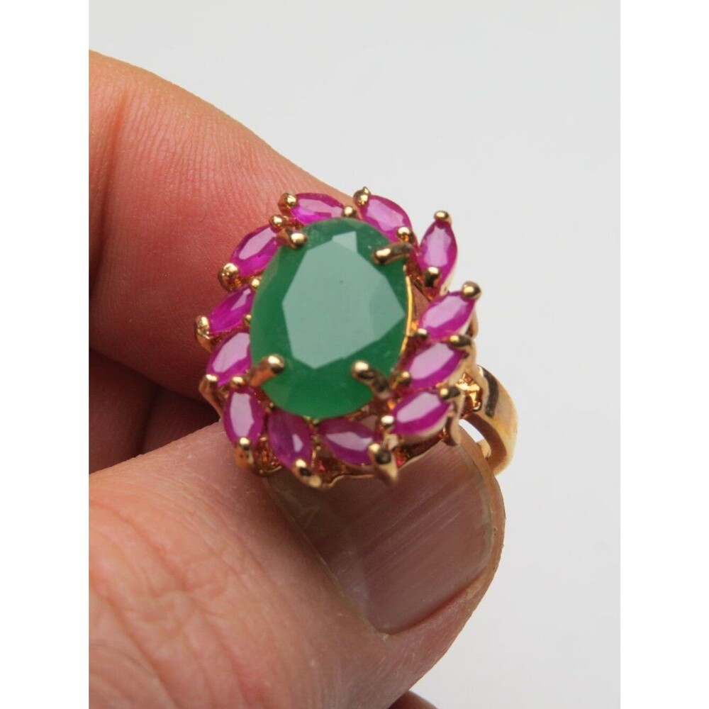 14k  Emerald Ruby Ring